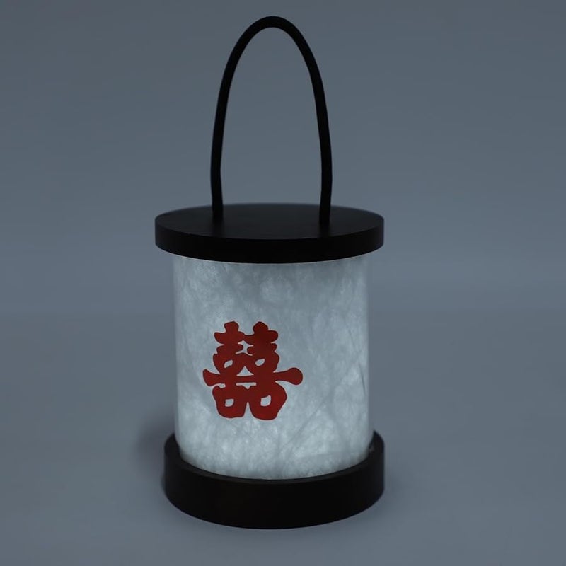 فانوس طاولة خشبي محمول قابل لإعادة الشحن، مصباح ليلي باللمس عبر USB، حرف السعادة المزدوجة الصيني - Image 5